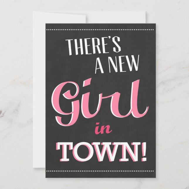 There's A New Girl In Town Baby Shower Invite (Front)