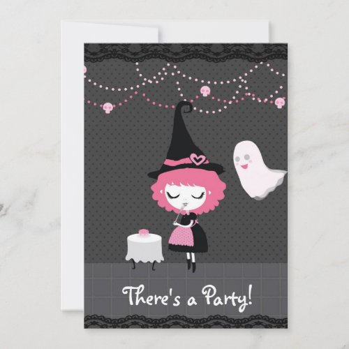 There's a Party! Pink Witch Invitation