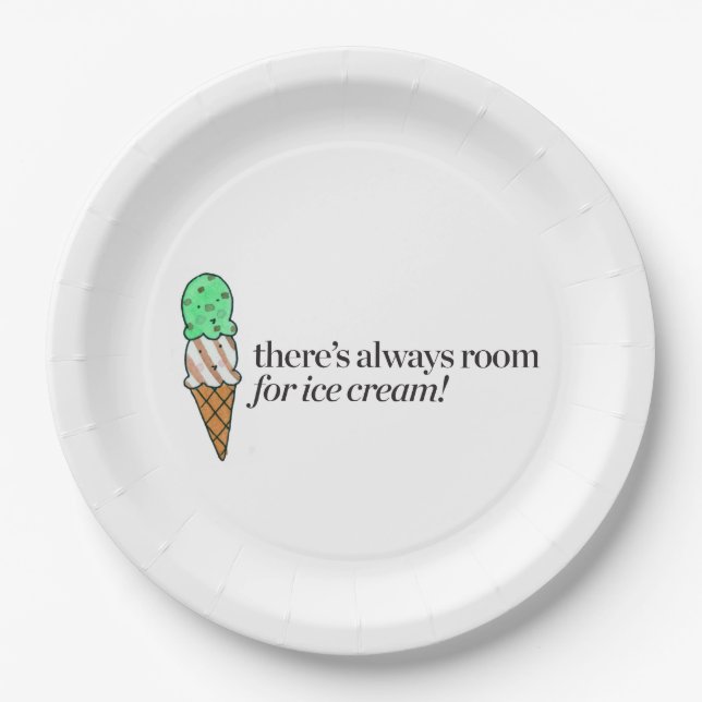 There's Always Room for Ice Cream Paper Plates (Front)