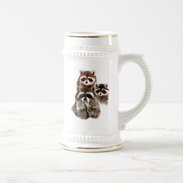 There's never too many Quote Raccoons Cute Animal Beer Stein (Right)