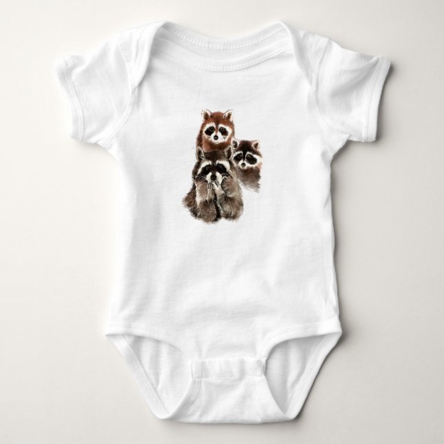 There's never too many Raccoons Cute Animal Baby Bodysuit (Front)