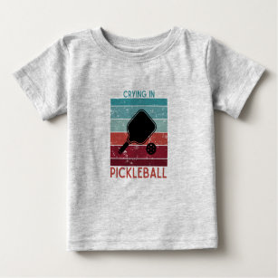 There's No Crying In Pickleball Retro Paddles Rack Baby T-Shirt