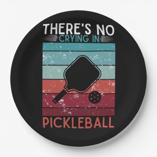 Theres No Crying In Pickleball Retro Paddles Rack Paper Plates