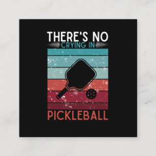 There's No Crying In Pickleball Retro Paddles Rack Square Business Card