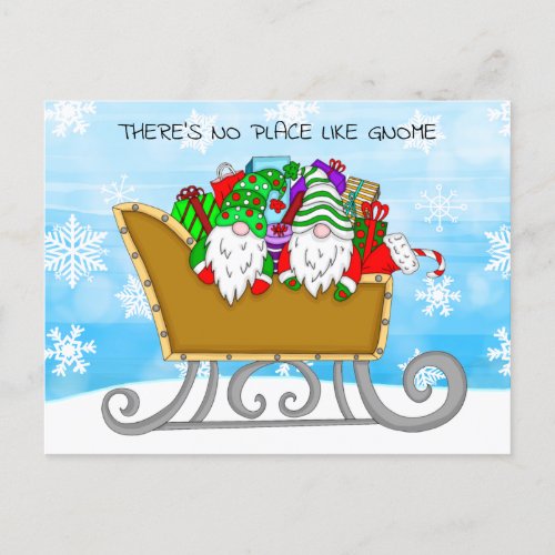 Theres No Place like Gnome Christmas Card