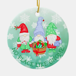There's No Place like Gnome, Christmas Ceramic Ornament