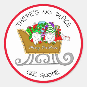 There's No Place like Gnome, Christmas Classic R Round Sticker