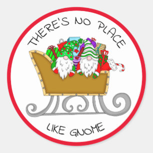 There's No Place like Gnome, Christmas Classic Round Sticker