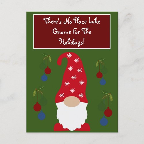 Theres No Place Like Gnome For the Holidays Holiday Postcard