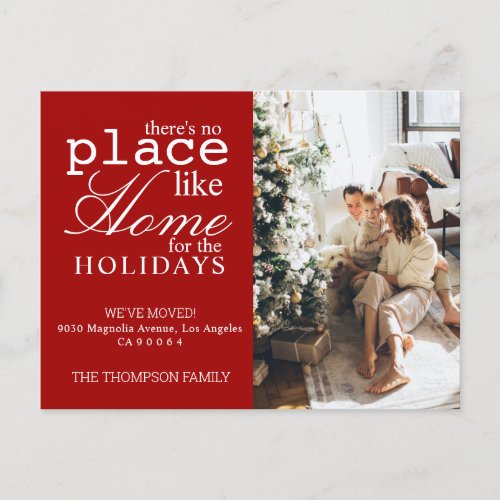 Theres no Place Like Home Red Photo Moving Announcement Postcard
