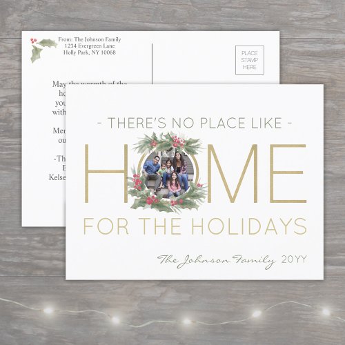 Theres No Place Like Home Watercolor Holly Holiday