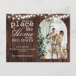 There's no Place Like Home Wood Photo Moving Announcement Postcard