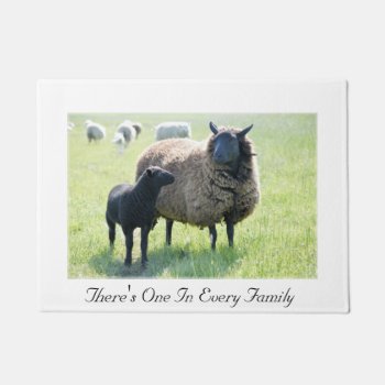 There's One In Every Family Black Sheep Doormat by LokisLaughs at Zazzle