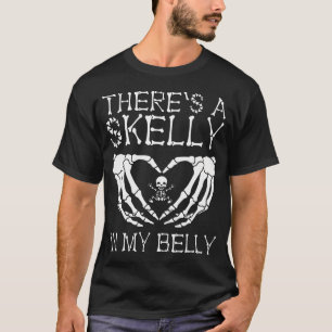 There'S Skelly In My Belly Pregnant Funny Skeleton T-Shirt
