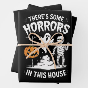 There's Some Horrors In This House Funny Halloween Wrapping Paper Sheets