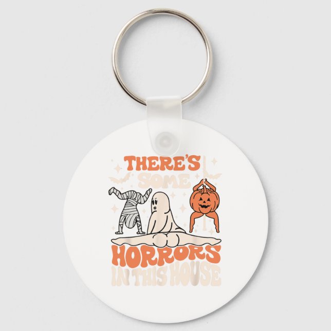 There's Some Horrors In This House Ghost Pumpkin H Keychain (Front)