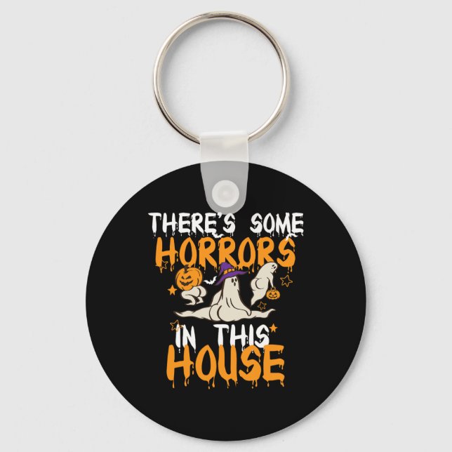 There's Some Horrors In This House Ghost Pumpkin H Keychain (Front)