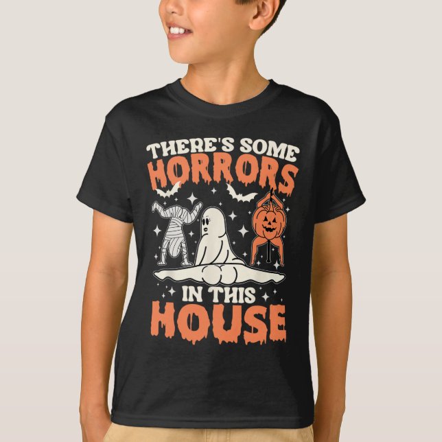There's Some Horrors In This House Pumpkin Ghost H T-Shirt (Front)