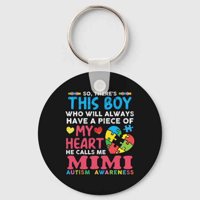 There's This Boy He Calls Me Mimi Autism Awareness Keychain (Front)