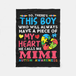 Theres This Boy He Calls Mimi Au Awareness Grandma Fleece Blanket