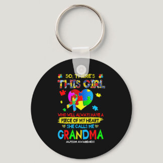 There's This Girl She Calls Me Grandma Autism Awar Keychain