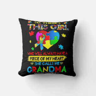 There's This Girl She Calls Me Grandma Autism Awar Throw Pillow