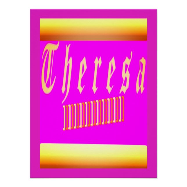 Theresa design shocking pink and gold poster (Front)