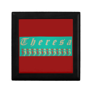 Theresa Graphic name design aqua blue and red Gift Box