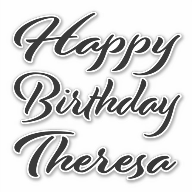 Theresa name first name black Sticker birthday (Front)