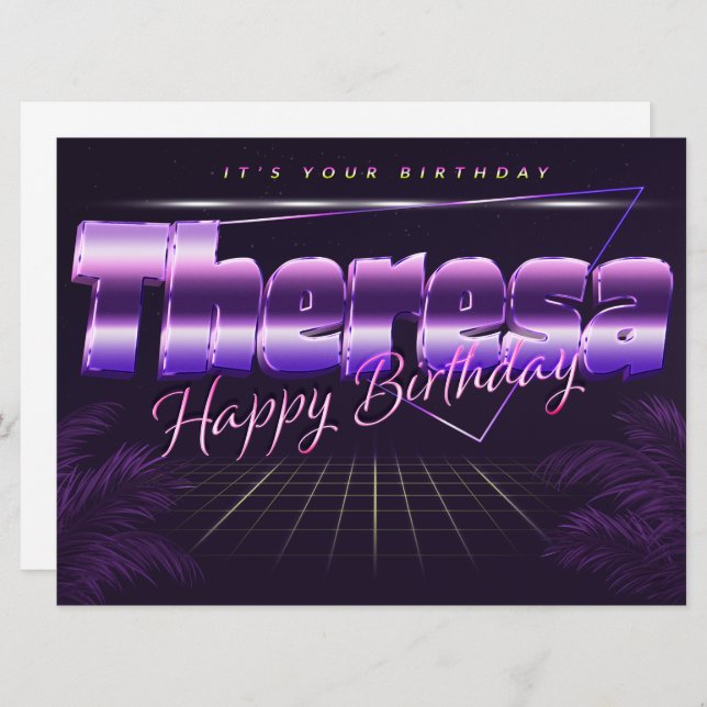 Theresa name first name pura retro card birthday (Front/Back)