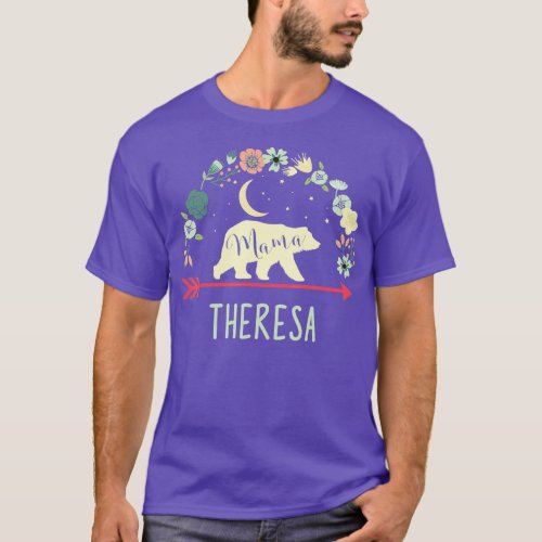 Theresa Name Gift Floral Personalized Mama Bear TS T_Shirt