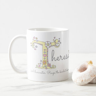Theresa name meaning decorative T monogram mug
