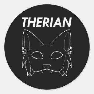 Therian Furry Animal Mask Wolf Cat Dog  Classic Round Sticker