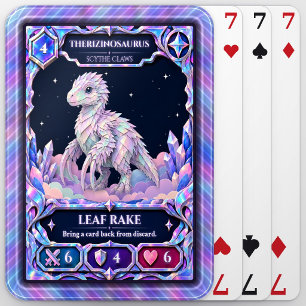 Therizinosaurus Dinosaur, Rainbow Foil Art Poker Cards