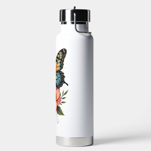 Thermal Bottle with Butterfly and Flowers (Left)