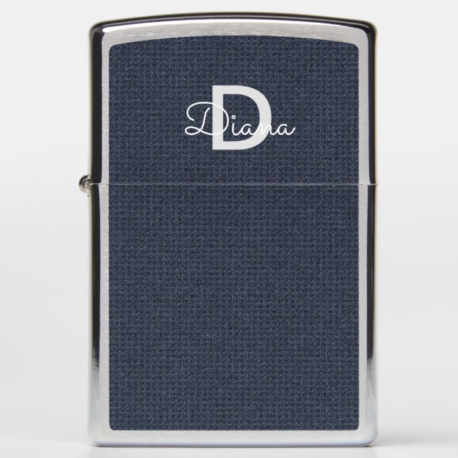 Thermal Stitch Blue Monogram Zippo Lighter (Front)