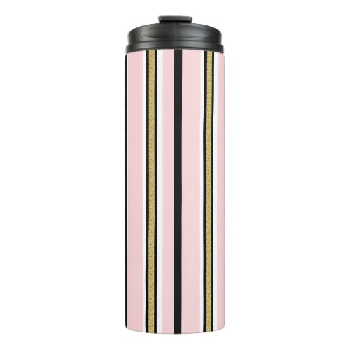 Thermal Tumbler Baby Pink & White Gold BlackStripe