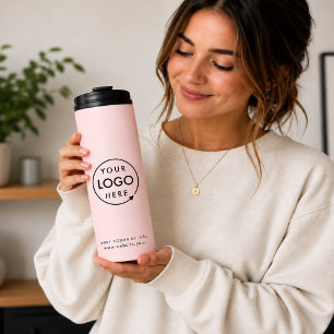 Thermal Tumbler   Business Logo Blush Pink Cup