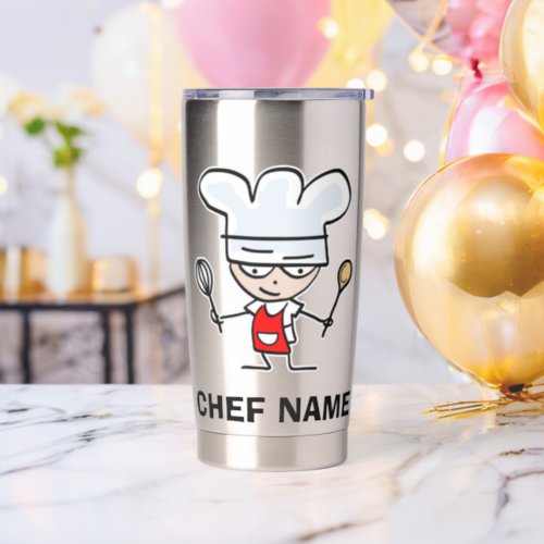 Thermal Tumbler glass with famous chef cartoon