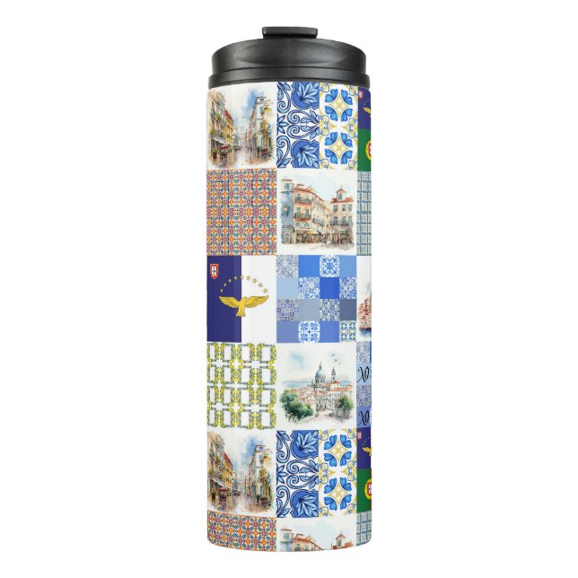 Thermal Tumbler of Portugal Flag and Azores Flag (Front)