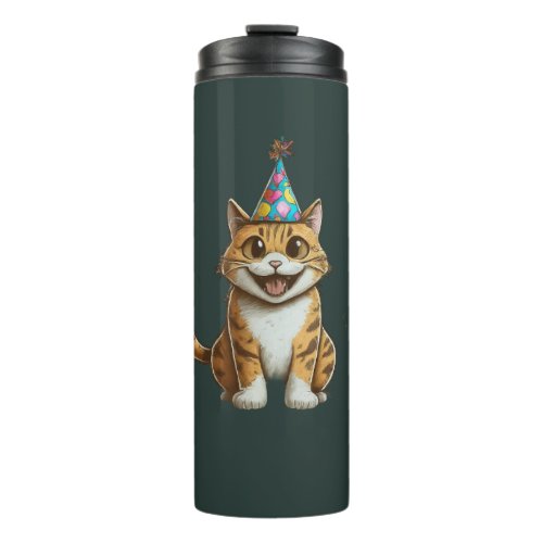 Thermal Tumbler Whiskered Charm Cute Cat Design