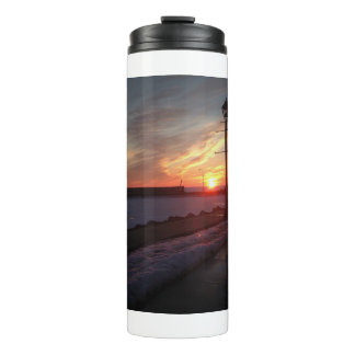 Thermal tumbler with beautiful sunset photo