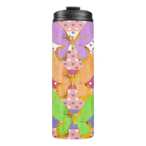 Thermal Tumbler with Butterflies and Hearts
