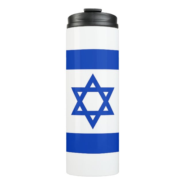 Thermal Tumbler with flag of Israel (Front)
