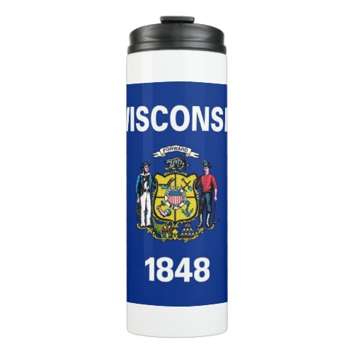 Thermal Tumbler with flag of Wisconsin USA