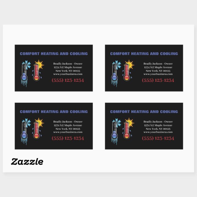 Thermometer Air Conditioning Heating Professional Rectangular Sticker (Sheet)