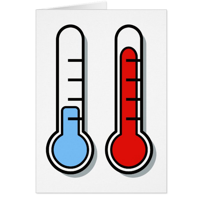 Thermometer cold hot coldly warmly greeting card