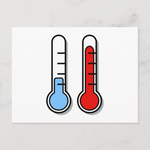 Thermometer kalt warm cold hot postcard