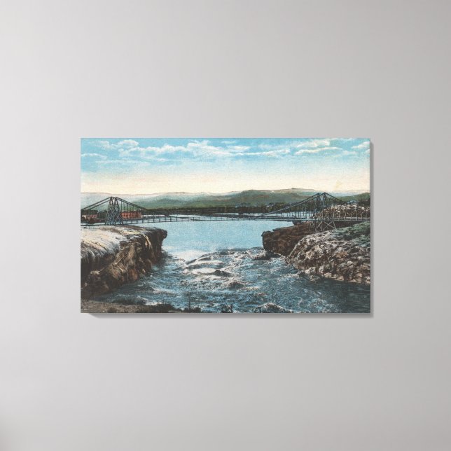 Thermopolis, WY - View of Bridge over Big Horn Canvas Print (Front)
