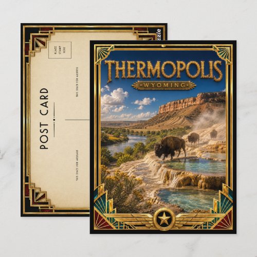 Thermopolis Wyoming Vintage Art Deco Golden Age Postcard